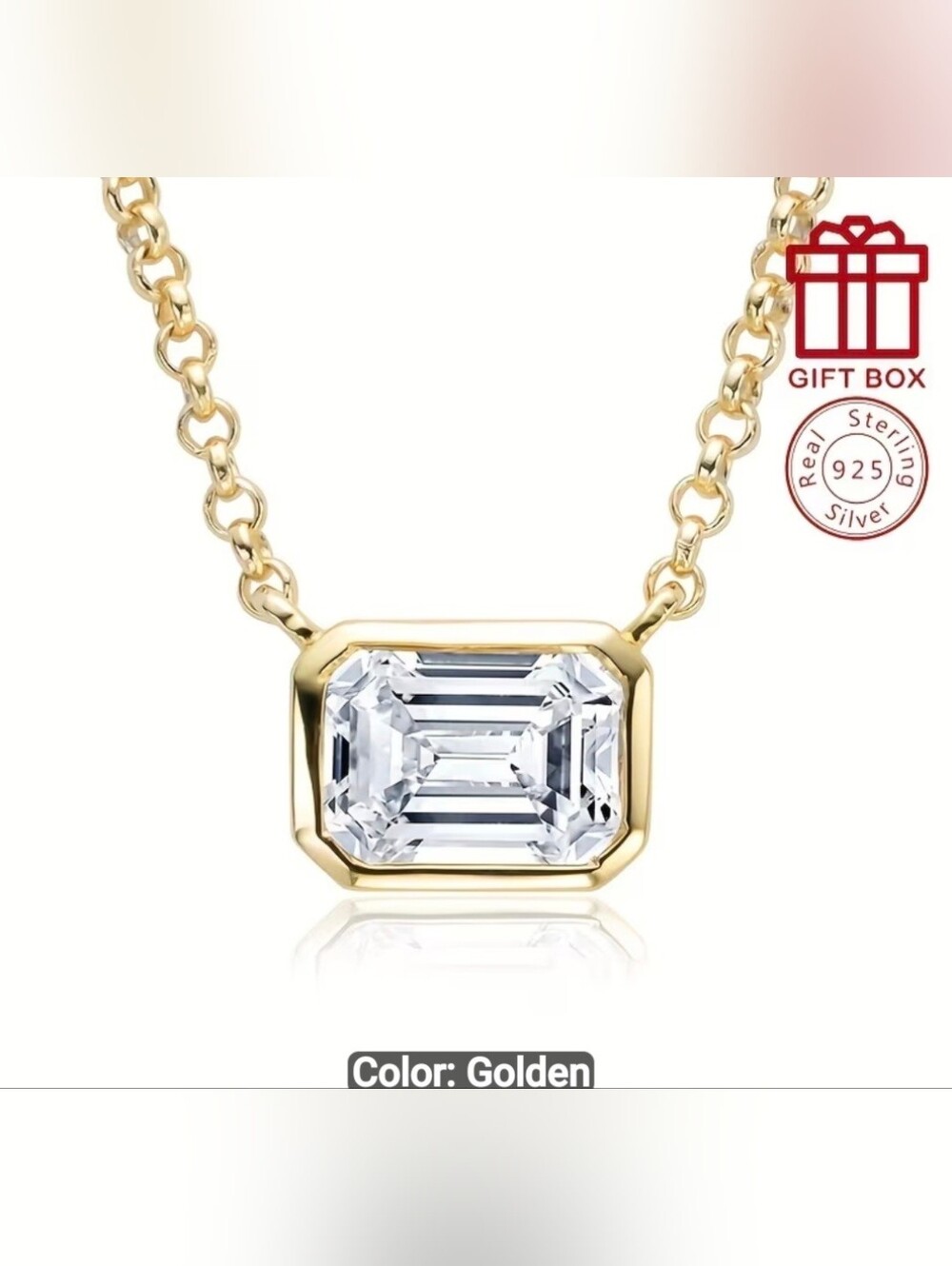 💛💛NEW💛💛 BEAUTIFUL!!  S925 Sterling Silver 2CT  Emeral Moissanite Pendant Nec